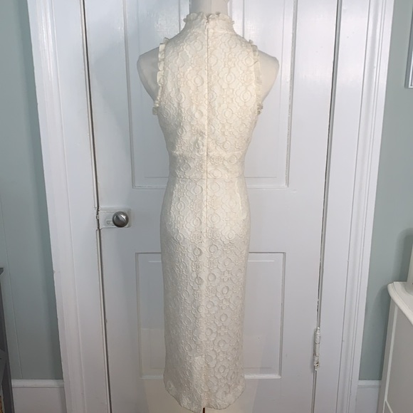 SHOSHANNA SLEEVELESS CREAM LACE MIDI SHEATH DRESS - Picture 7 of 13